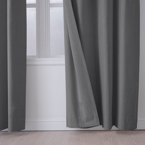 OY66 Ultra-Soft Blackout Double-Sided Lightweight Linen Curtain Pinch Pleat 1 Panel
