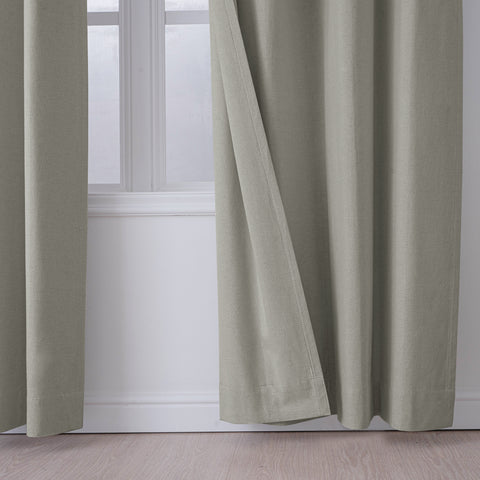 OY66 Ultra-Soft Blackout Double-Sided Lightweight Linen Curtain Pinch Pleat 1 Panel