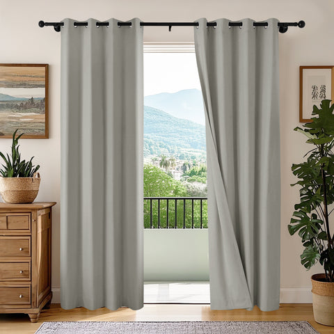 OY66 Extra Long Ultra-Soft Blackout Double-Sided Lightweight Linen Curtain 1 Panel