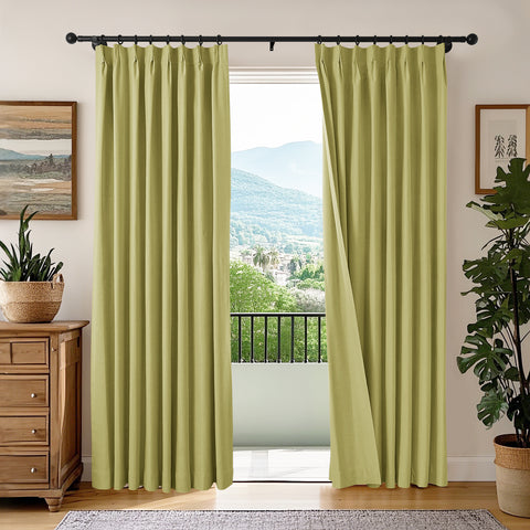 OY66 Ultra-Soft Blackout Double-Sided Lightweight Linen Curtain Pinch Pleat 1 Panel
