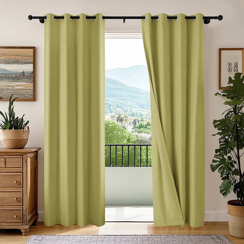 OY66 Extra Long Ultra-Soft Blackout Double-Sided Lightweight Linen Curtain 1 Panel