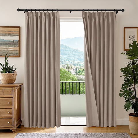 OY66 Ultra-Soft Blackout Double-Sided Lightweight Linen Curtain Pinch Pleat 1 Panel