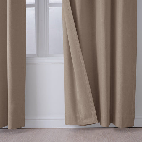 OY66 Ultra-Soft Blackout Double-Sided Lightweight Linen Curtain Pinch Pleat 1 Panel