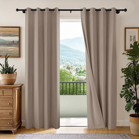 OY66 Extra Long Ultra-Soft Blackout Double-Sided Lightweight Linen Curtain 1 Panel