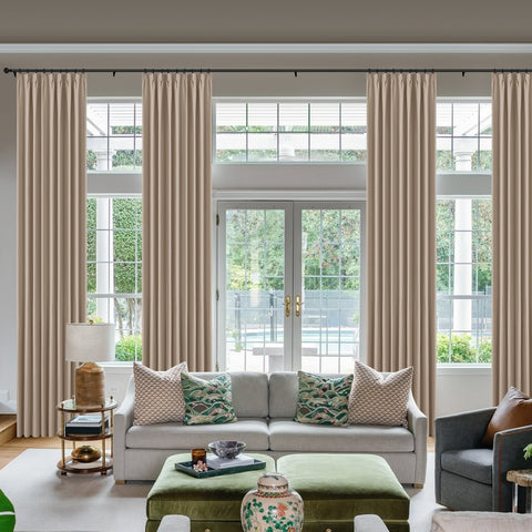 OY66 Ultra-Soft Blackout Double-Sided Lightweight Linen Curtain Pinch Pleat 1 Panel