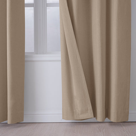 OY66 Ultra-Soft Blackout Double-Sided Lightweight Linen Curtain Pinch Pleat 1 Panel