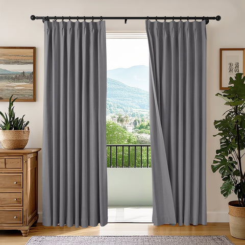OY66 Ultra-Soft Blackout Double-Sided Lightweight Linen Curtain Pinch Pleat 1 Panel