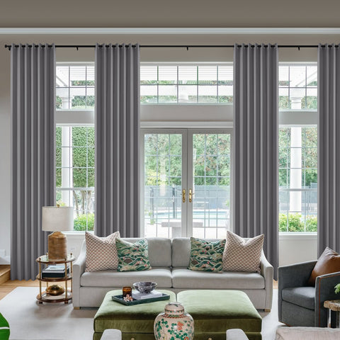 OY66 Extra Long Ultra-Soft Blackout Double-Sided Lightweight Linen Curtain 1 Panel