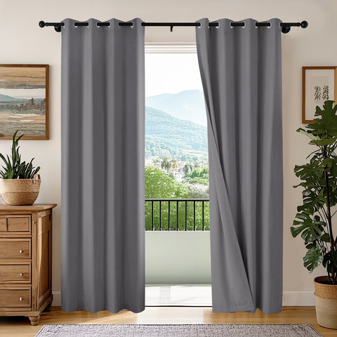 OY66 Extra Long Ultra-Soft Blackout Double-Sided Lightweight Linen Curtain 1 Panel