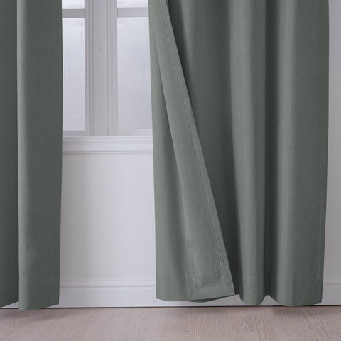 OY66 Extra Long Ultra-Soft Blackout Double-Sided Lightweight Linen Curtain 1 Panel