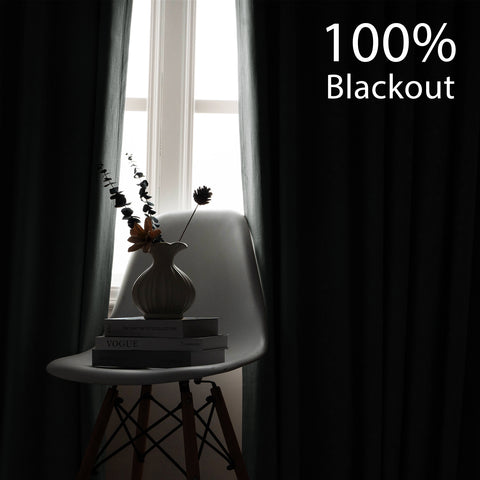 OY66 Extra Long Ultra-Soft Blackout Double-Sided Lightweight Linen Curtain 1 Panel