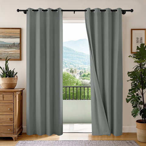 OY66 Extra Long Ultra-Soft Blackout Double-Sided Lightweight Linen Curtain 1 Panel