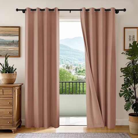 OY66 Extra Long Ultra-Soft Blackout Double-Sided Lightweight Linen Curtain 1 Panel