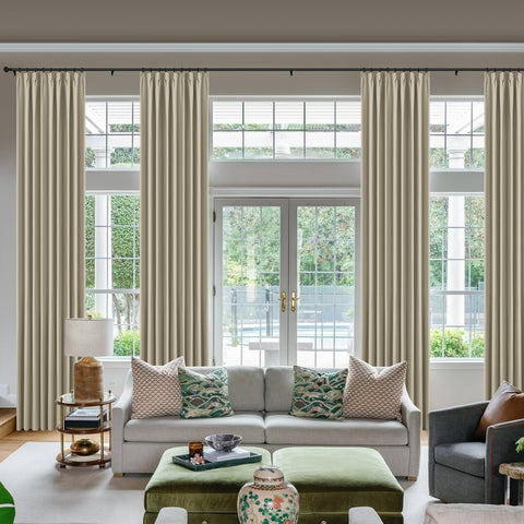 OY66 Ultra-Soft Blackout Double-Sided Lightweight Linen Curtain Pinch Pleat 1 Panel