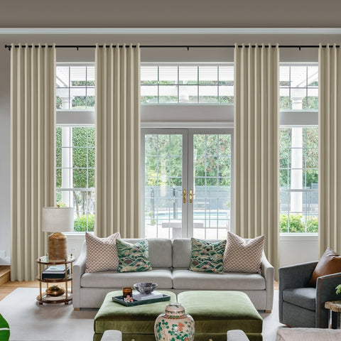 OY66 Extra Long Ultra-Soft Blackout Double-Sided Lightweight Linen Curtain 1 Panel