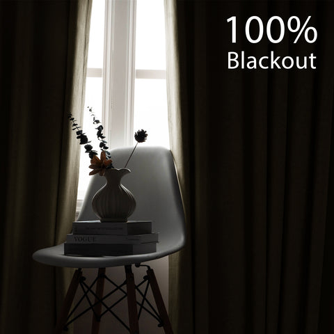 OY66 Extra Long Ultra-Soft Blackout Double-Sided Lightweight Linen Curtain 1 Panel