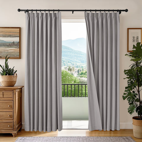 OY66 Ultra-Soft Blackout Double-Sided Lightweight Linen Curtain Pinch Pleat 1 Panel