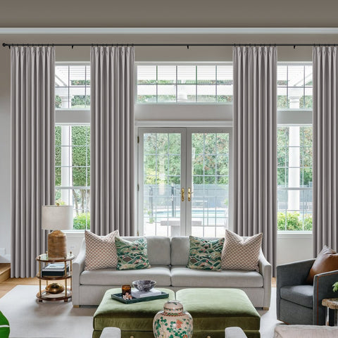 OY66 Ultra-Soft Blackout Double-Sided Lightweight Linen Curtain Pinch Pleat 1 Panel