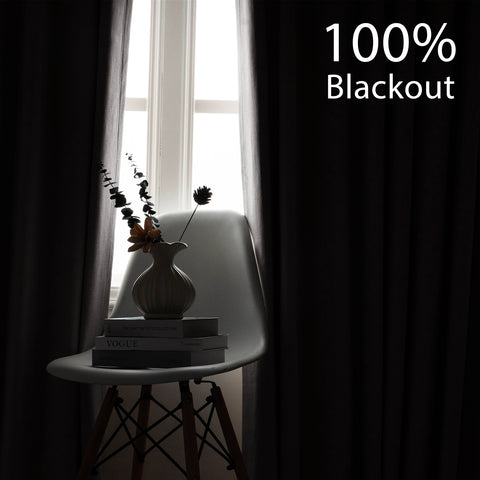 OY66 Extra Long Ultra-Soft Blackout Double-Sided Lightweight Linen Curtain 1 Panel