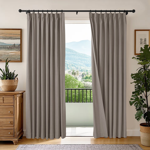 OY66 Ultra-Soft Blackout Double-Sided Lightweight Linen Curtain Pinch Pleat 1 Panel