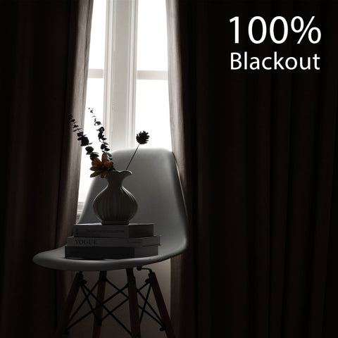 OY66 Ultra-Soft Blackout Double-Sided Lightweight Linen Curtain Pinch Pleat 1 Panel