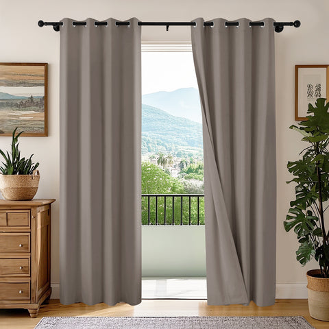 OY66 Extra Long Ultra-Soft Blackout Double-Sided Lightweight Linen Curtain 1 Panel