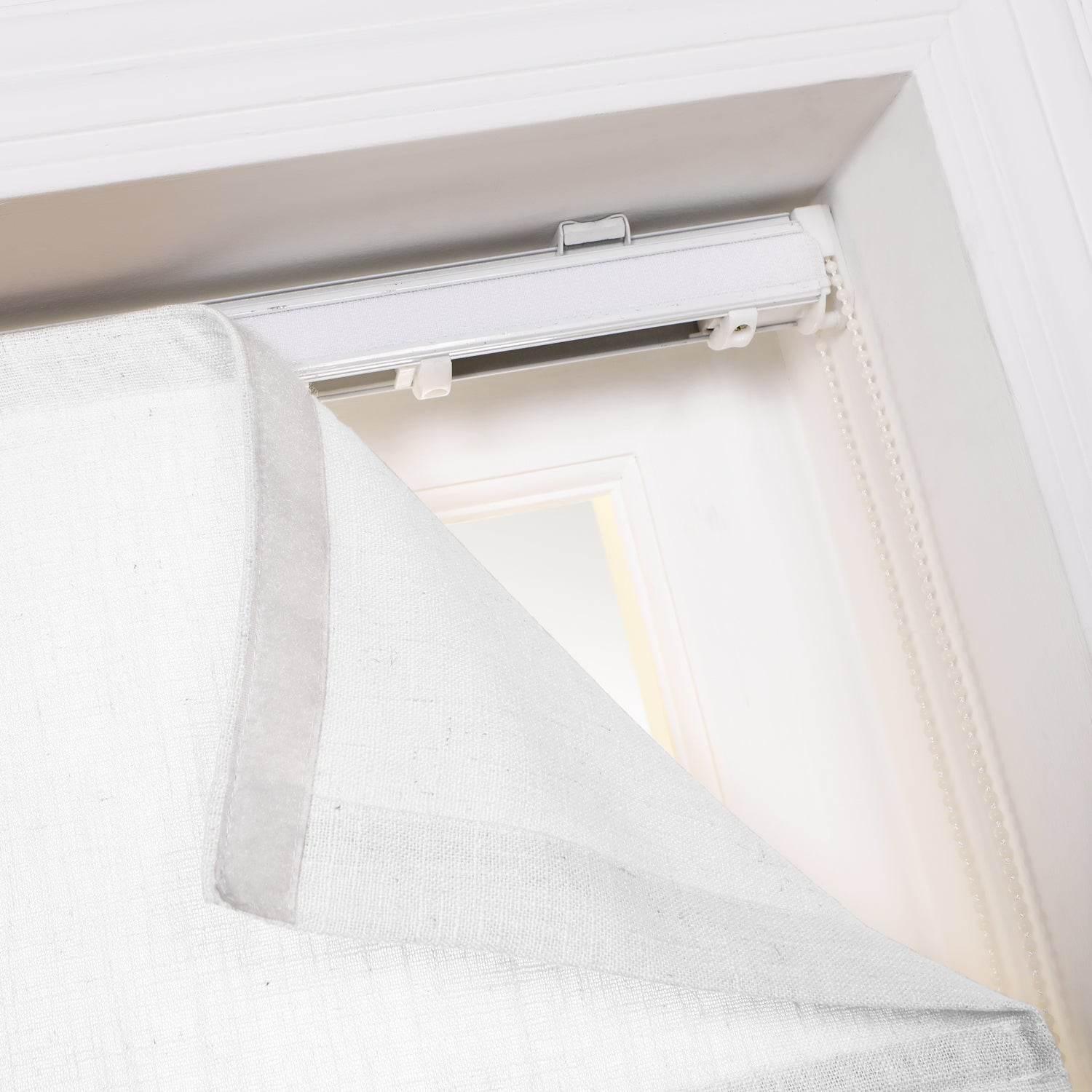 1908 Roman Shade Velcro Faux Linen Light Filtering, Blackout, Room Darkening, Installation Hardware Included - Cololeaf -- #0 Snow White