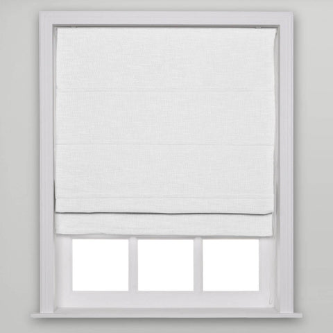 1908 Roman Shade Velcro Faux Linen Light Filtering, Blackout, Room Darkening, Installation Hardware Included - Cololeaf -- #0 Snow White