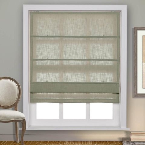1908 Roman Shade Velcro Faux Linen Light Filtering, Blackout, Room Darkening, Installation Hardware Included - Cololeaf -- #0 Snow White