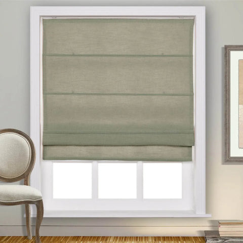 1908 Roman Shade Velcro Faux Linen Light Filtering, Blackout, Room Darkening, Installation Hardware Included - Cololeaf -- #0 Snow White