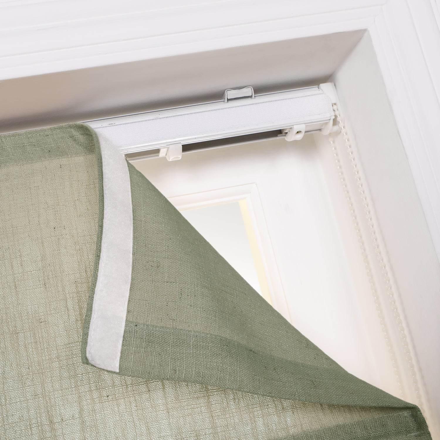 1908 Roman Shade Velcro Faux Linen Light Filtering, Blackout, Room Darkening, Installation Hardware Included - Cololeaf -- #0 Snow White