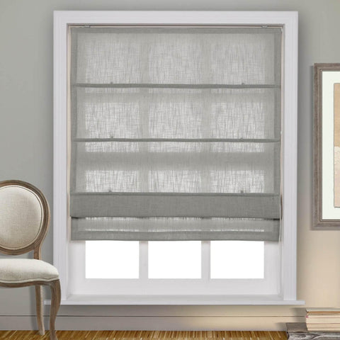 1908 Roman Shade Velcro Faux Linen Light Filtering, Blackout, Room Darkening, Installation Hardware Included - Cololeaf -- #0 Snow White