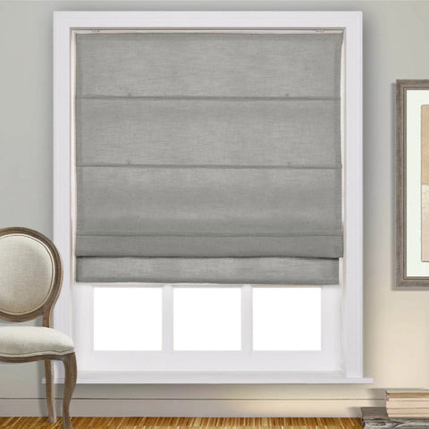 1908 Roman Shade Velcro Faux Linen Light Filtering, Blackout, Room Darkening, Installation Hardware Included - Cololeaf -- #0 Snow White