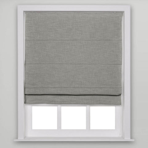 1908 Roman Shade Velcro Faux Linen Light Filtering, Blackout, Room Darkening, Installation Hardware Included - Cololeaf -- #12 Rock Grey