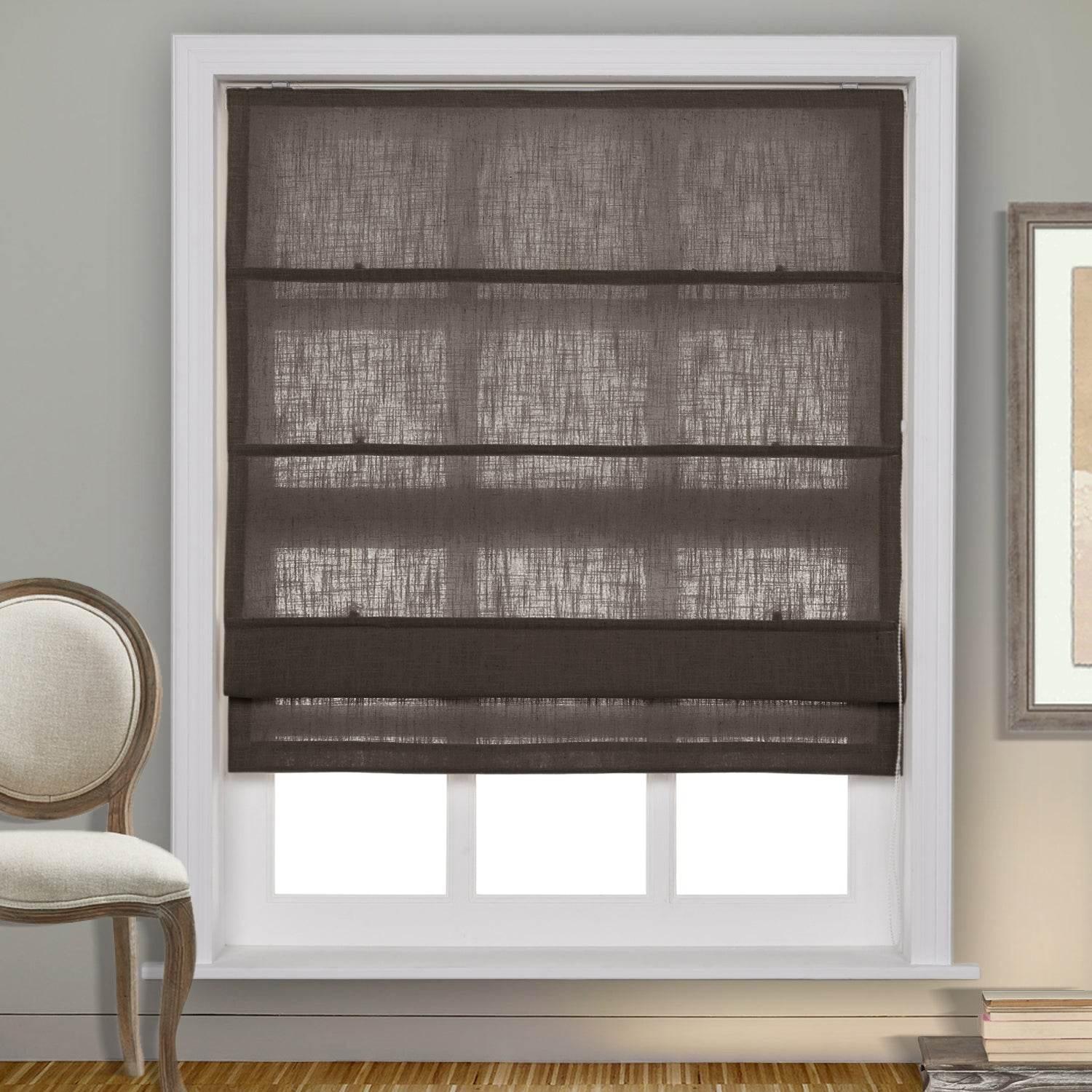 1908 Roman Shade Velcro Faux Linen Light Filtering, Blackout, Room Darkening, Installation Hardware Included - Cololeaf -- #0 Snow White