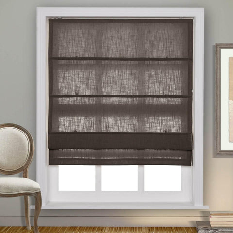 1908 Roman Shade Velcro Faux Linen Light Filtering, Blackout, Room Darkening, Installation Hardware Included - Cololeaf -- #0 Snow White