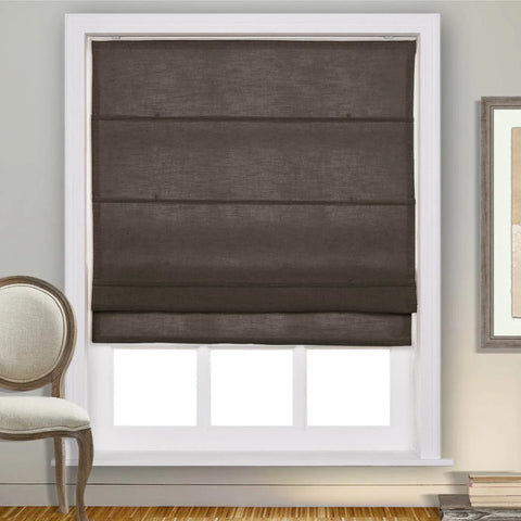 1908 Roman Shade Velcro Faux Linen Light Filtering, Blackout, Room Darkening, Installation Hardware Included - Cololeaf -- #0 Snow White