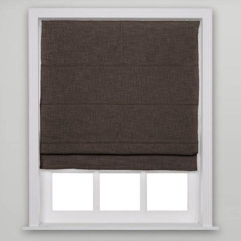 1908 Roman Shade Velcro Faux Linen Light Filtering, Blackout, Room Darkening, Installation Hardware Included - Cololeaf -- #13 Chocolate Tart