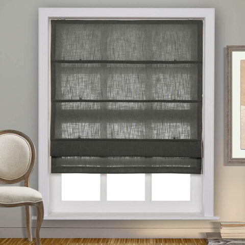1908 Roman Shade Velcro Faux Linen Light Filtering, Blackout, Room Darkening, Installation Hardware Included - Cololeaf -- #0 Snow White