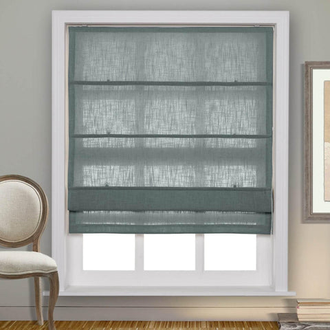 1908 Roman Shade Velcro Faux Linen Light Filtering, Blackout, Room Darkening, Installation Hardware Included - Cololeaf -- #0 Snow White