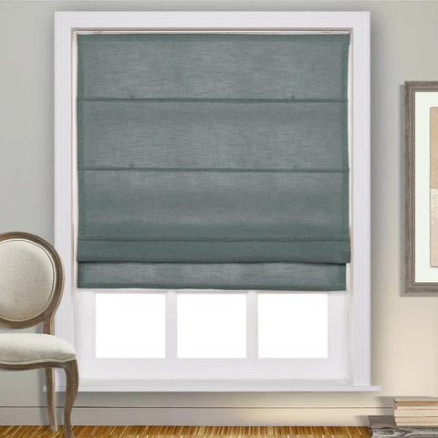 1908 Roman Shade Velcro Faux Linen Light Filtering, Blackout, Room Darkening, Installation Hardware Included - Cololeaf -- #0 Snow White