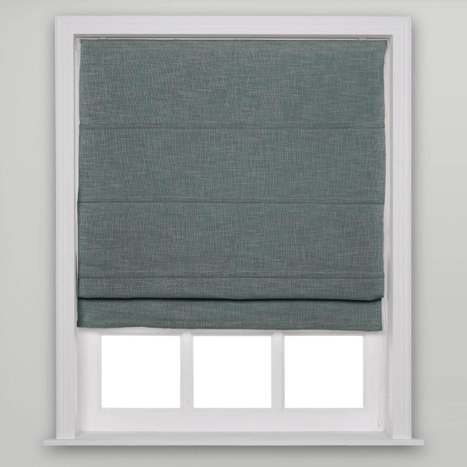 1908 Roman Shade Velcro Faux Linen Light Filtering, Blackout, Room Darkening, Installation Hardware Included - Cololeaf -- #17 Dark Grey