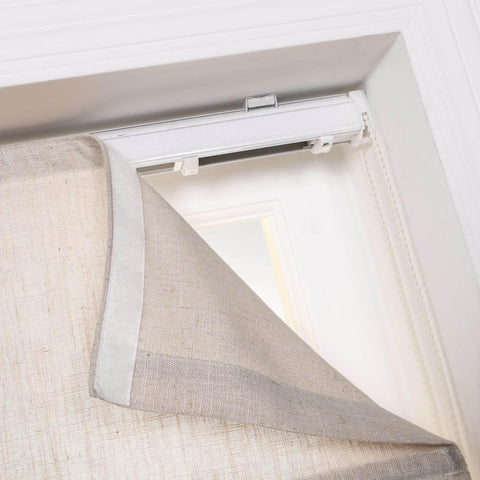 1908 Roman Shade Velcro Faux Linen Light Filtering, Blackout, Room Darkening, Installation Hardware Included - Cololeaf -- #0 Snow White