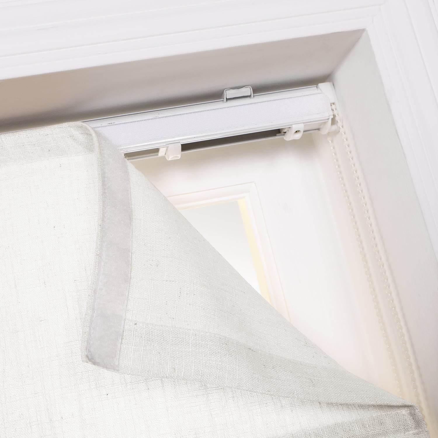1908 Roman Shade Velcro Faux Linen Light Filtering, Blackout, Room Darkening, Installation Hardware Included - Cololeaf -- #0 Snow White