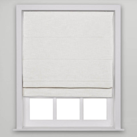 1908 Roman Shade Velcro Faux Linen Light Filtering, Blackout, Room Darkening, Installation Hardware Included - Cololeaf -- #1 Beige White