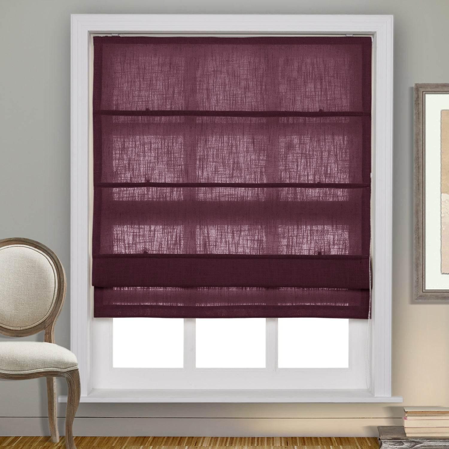 1908 Roman Shade Velcro Faux Linen Light Filtering, Blackout, Room Darkening, Installation Hardware Included - Cololeaf -- #0 Snow White