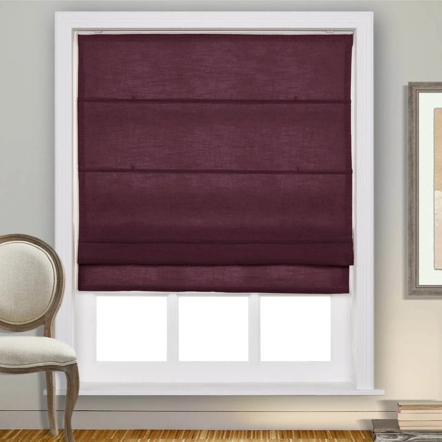 1908 Roman Shade Velcro Faux Linen Light Filtering, Blackout, Room Darkening, Installation Hardware Included - Cololeaf -- #0 Snow White