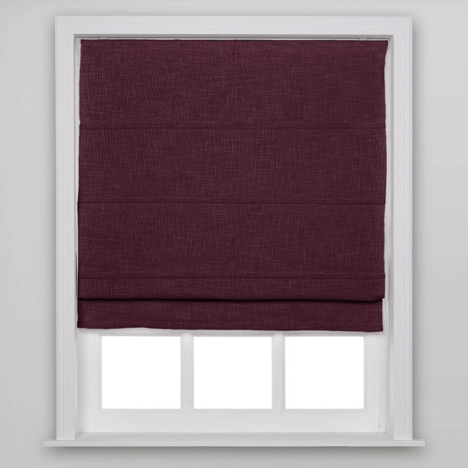 1908 Roman Shade Velcro Faux Linen Light Filtering, Blackout, Room Darkening, Installation Hardware Included - Cololeaf -- #21 Plum