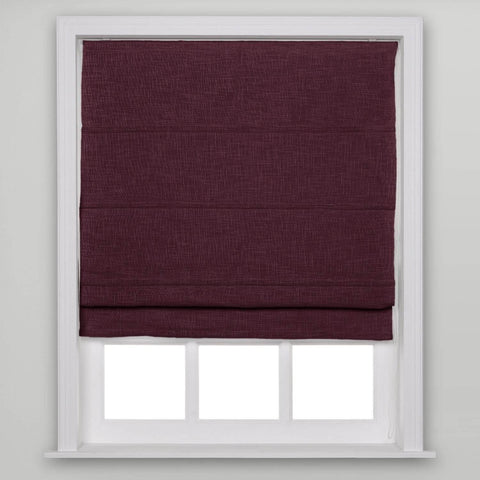 1908 Roman Shade Velcro Faux Linen Light Filtering, Blackout, Room Darkening, Installation Hardware Included - Cololeaf -- #21 Plum