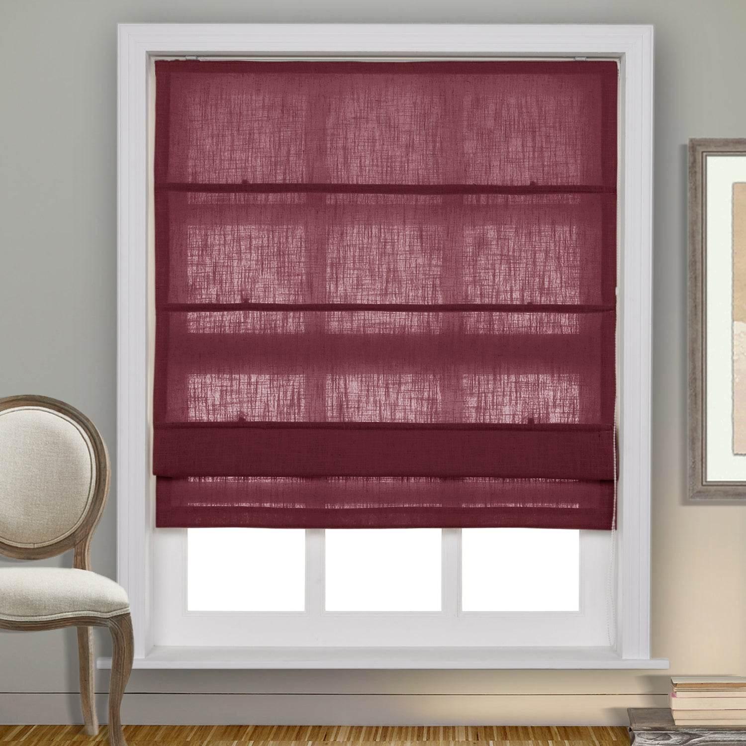 1908 Roman Shade Velcro Faux Linen Light Filtering, Blackout, Room Darkening, Installation Hardware Included - Cololeaf -- #0 Snow White